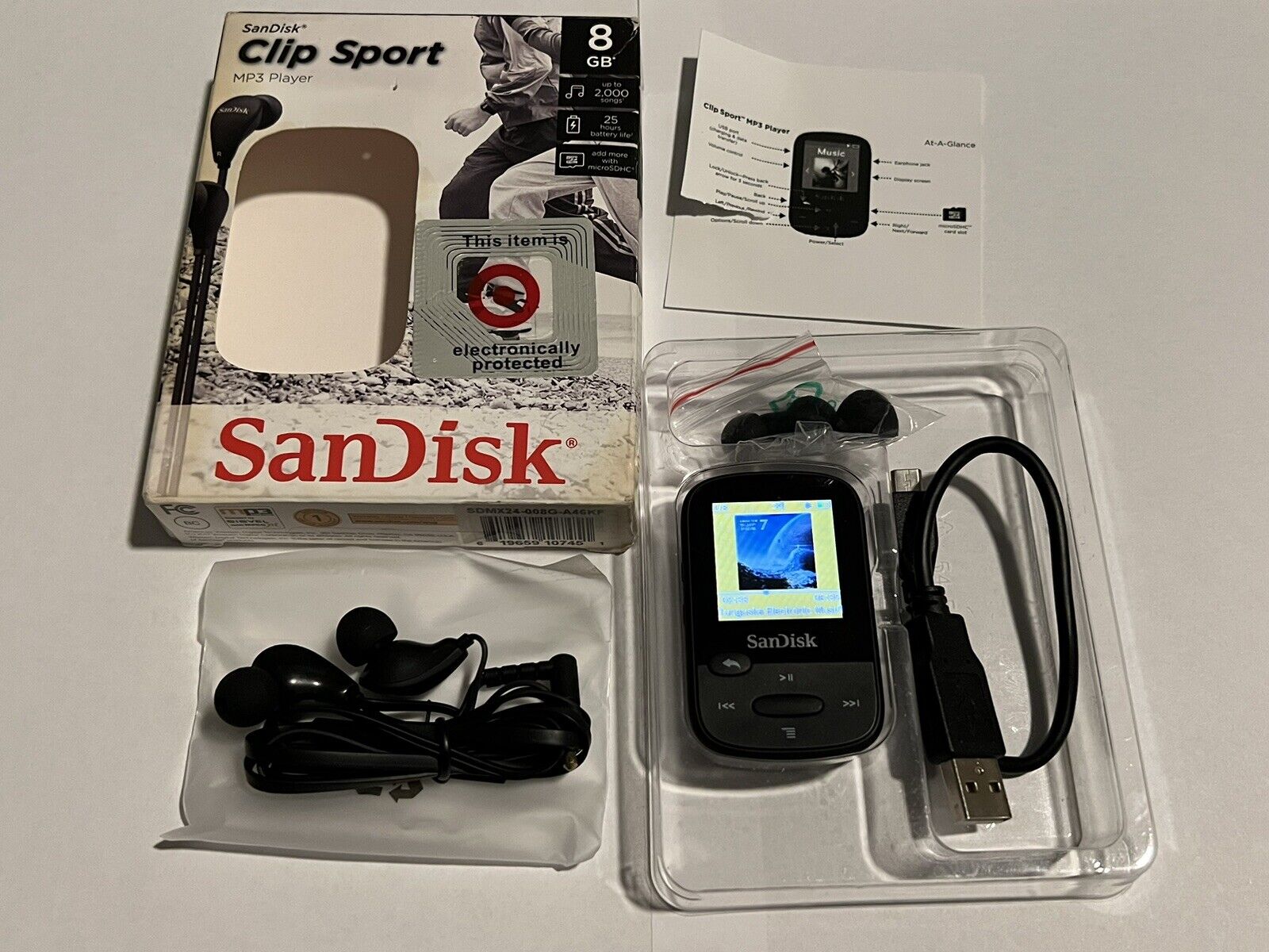 📀 SanDisk Clip Sport Mp3 Player, 8GB (SDMX24-008G-A46KF) (BLACK) AS SHOWN