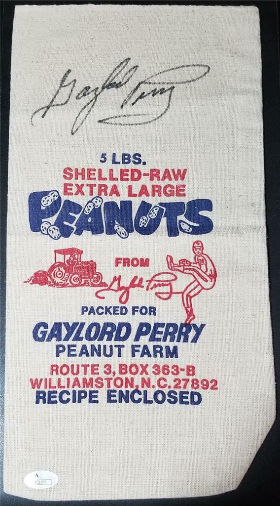 Gaylord Perry Autographed Signed 5lb Peanut Bag from North Carolina Farm JSA COA