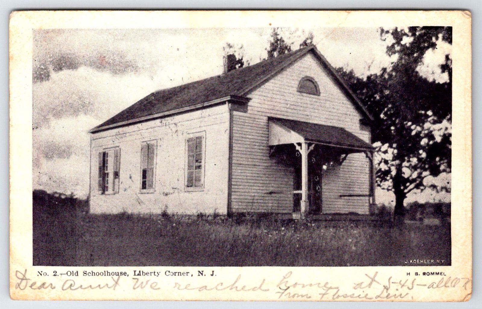 [E9] Postcard Undivided Back 1906 Old Schoolhouse Liberty Corner NJ