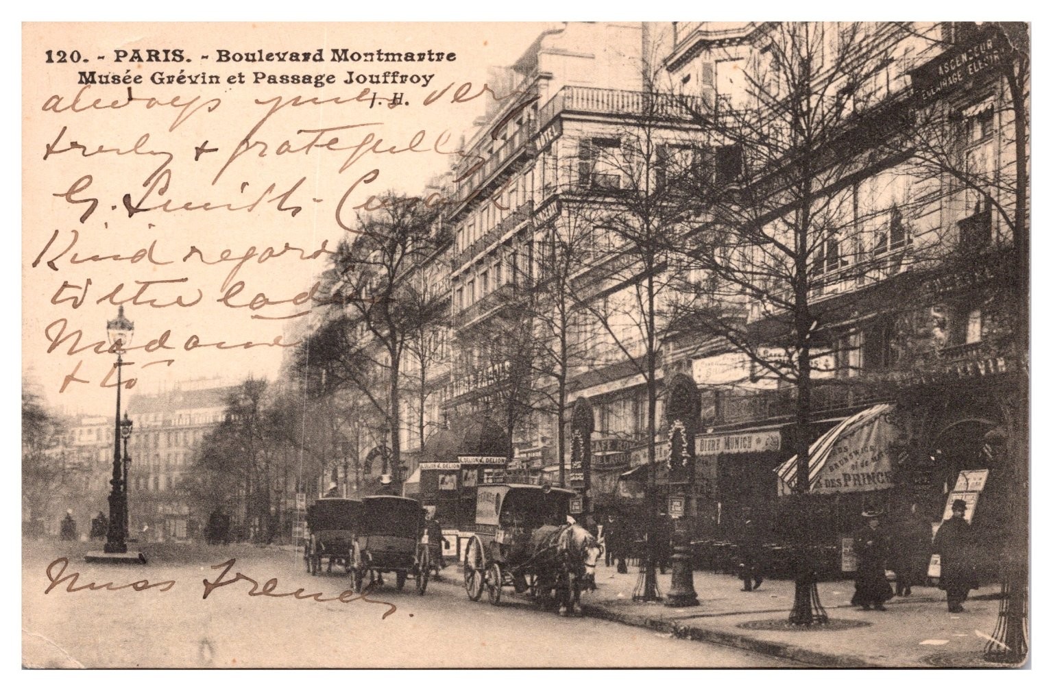 1911 Paris Blvd Montmartre Musée Grévin Passage Jouffroy Postcard