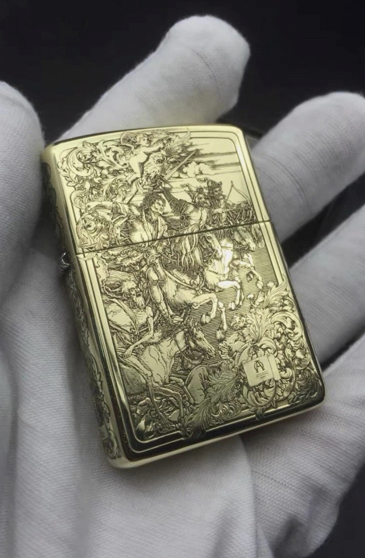 Zippo Armor Brass Lighter Four Horsemen of the Apocalypse 5-Side Engraved New Zippo Armor Brass Lighter Four Horsemen of the Apocalypse 5-Side Engraved New