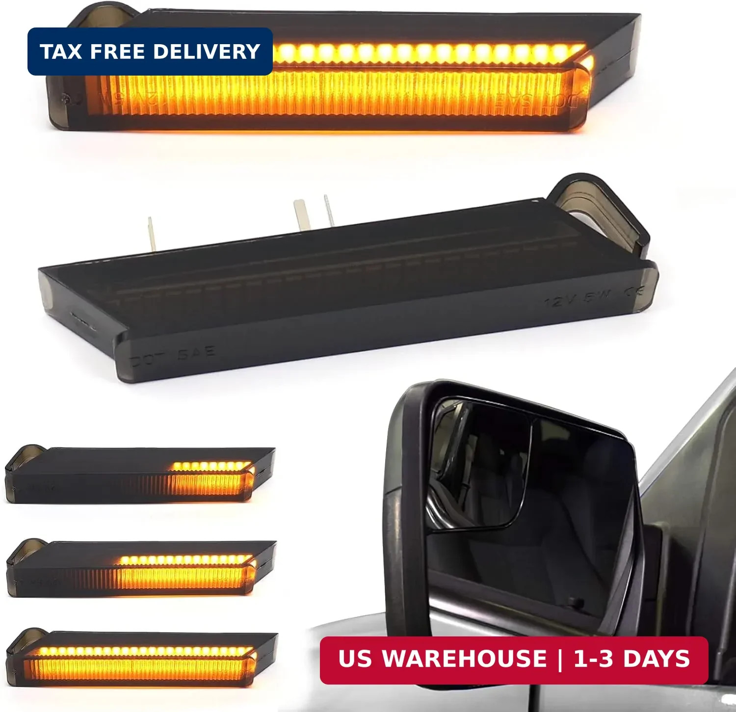 Sequential Amber LED Side Mirror Turn Signal Lights for 2004-2014 Ford F150 | 20 Sequential Amber LED Side Mirror Turn Signal Lights for 2004-2014 Ford F150 | 20