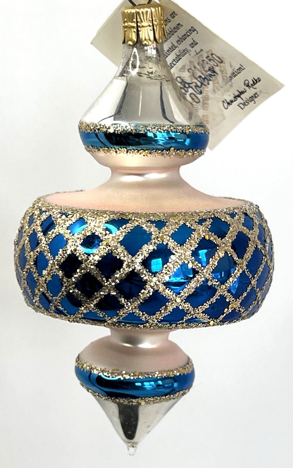 Vintage Christopher Radko Pink Pastel Blue Drop Finial Glass Ornament 1989 NEW Vintage Christopher Radko Pink Pastel Blue Drop Finial Glass Ornament 1989 NEW