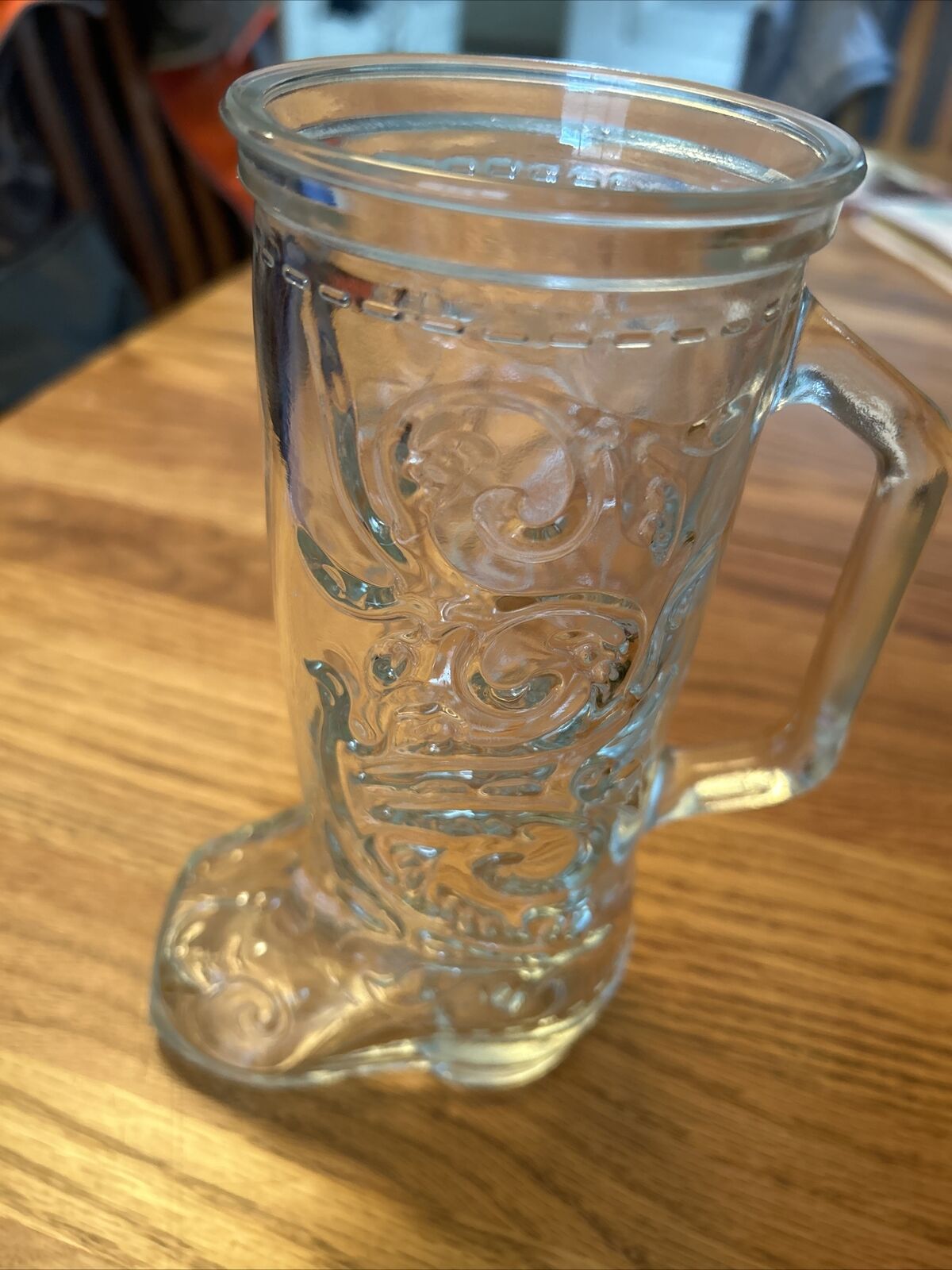 Vintage Libbey Cowboy Boot Glass Mug With Handle Clear Glass