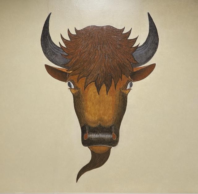 Photo:Stephen Mopope Bull\'s Head Mural 1900s Ceremonial Shields
