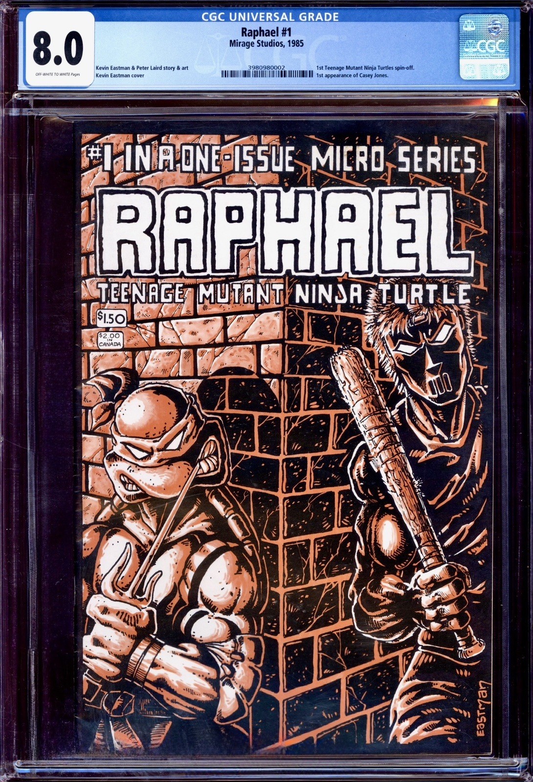 Raphael #1 (1995) CGC 8.0 Kevin Eastman - Peter Laird 1st Raphael #1 (1995) CGC 8.0 Kevin Eastman - Peter Laird 1st