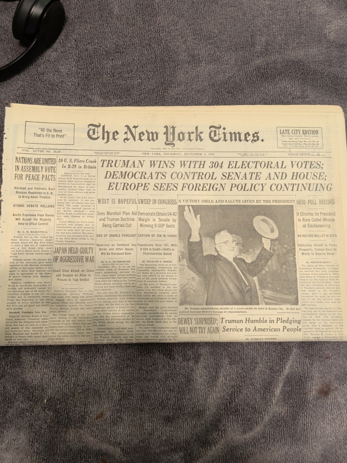 The New York Times November 4th, 1948 Truman Wins And Becomes President The New York Times November 4th, 1948 Truman Wins And Becomes President