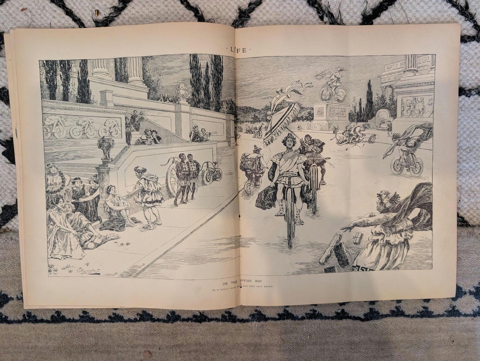 1895 LIFE Magazine — Appian Way Centerfold, Aladdin Drama, Street Scene — Apr 18