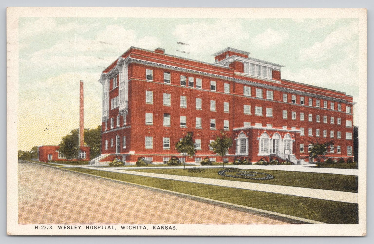 Wesley Hospital Wichita Kansas 1947 Commerce Chrome Postcard Wesley Hospital Wichita Kansas 1947 Commerce Chrome Postcard