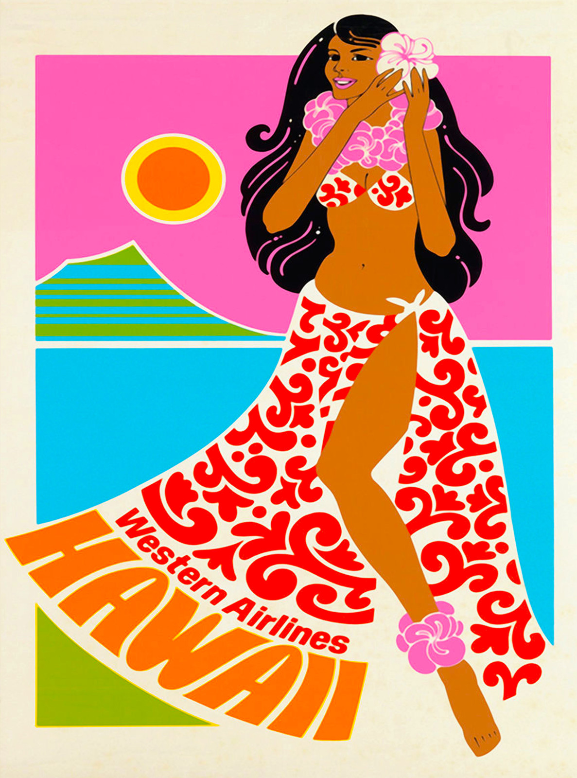 Hawaii Oahu Hawaiian United States Western Air Vintage Travel Poster Print Hawaii Oahu Hawaiian United States Western Air Vintage Travel Poster Print
