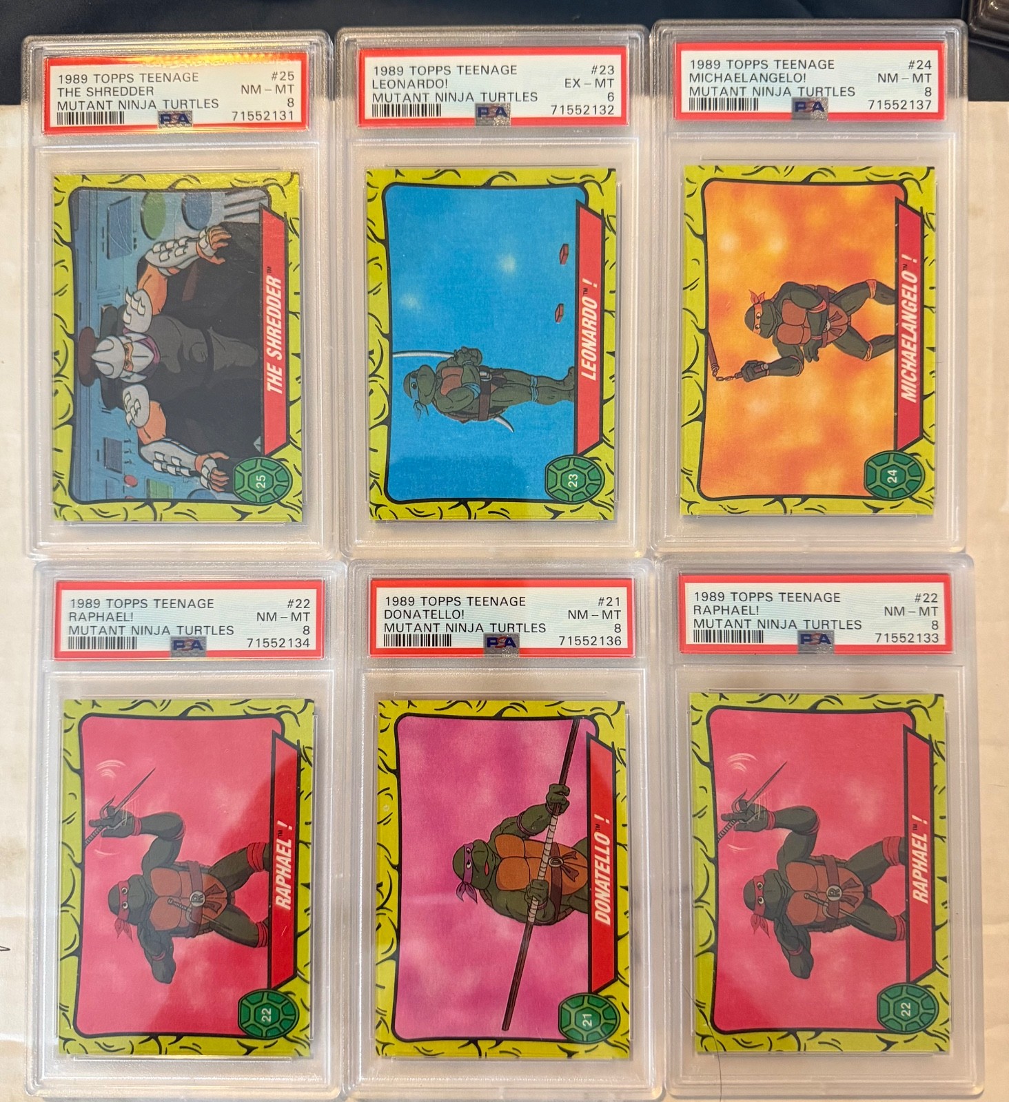 1989 Topps Teenage Mutant Ninja Turtles Donatello & Others 6 Card PSA 8 & 6 Lot 1989 Topps Teenage Mutant Ninja Turtles Donatello & Others 6 Card PSA 8 & 6 Lot