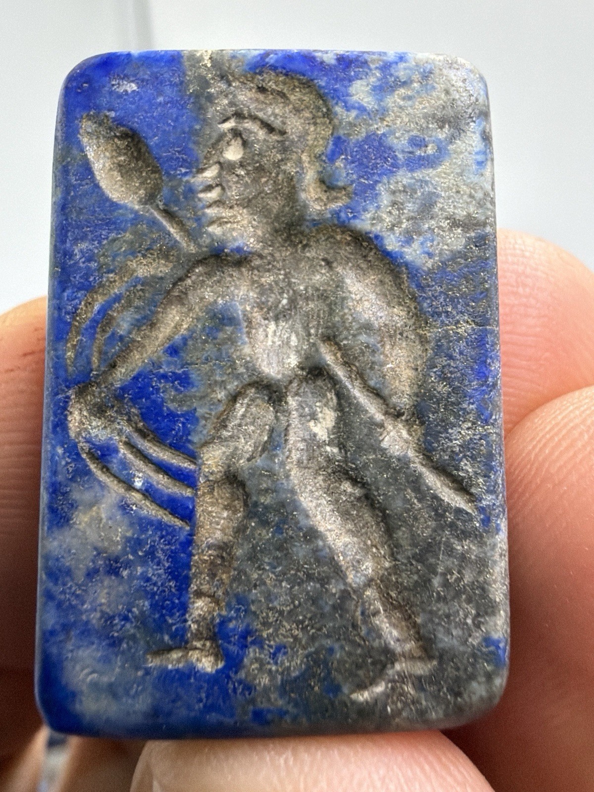 Lapis Lazuli Carved Bull Ox Head Amulet Figurine Animal Sculpture 1st Century Lapis Lazuli Carved Bull Ox Head Amulet Figurine Animal Sculpture 1st Century