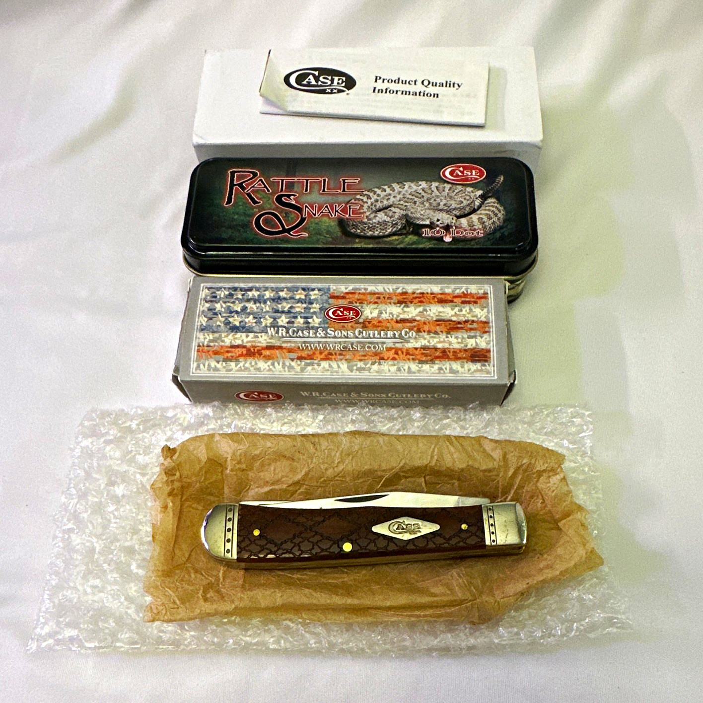 Case XX Red Rattlesnake 10 Dot 2-Blade Brown Bone SS Trapper Pocketknife Case XX Red Rattlesnake 10 Dot 2-Blade Brown Bone SS Trapper Pocketknife
