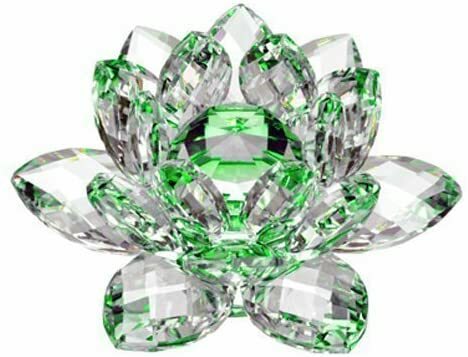 130mm/5'' Home Wedding Decor Glass Crystal Lotus Flower Feng Shui Paperweight