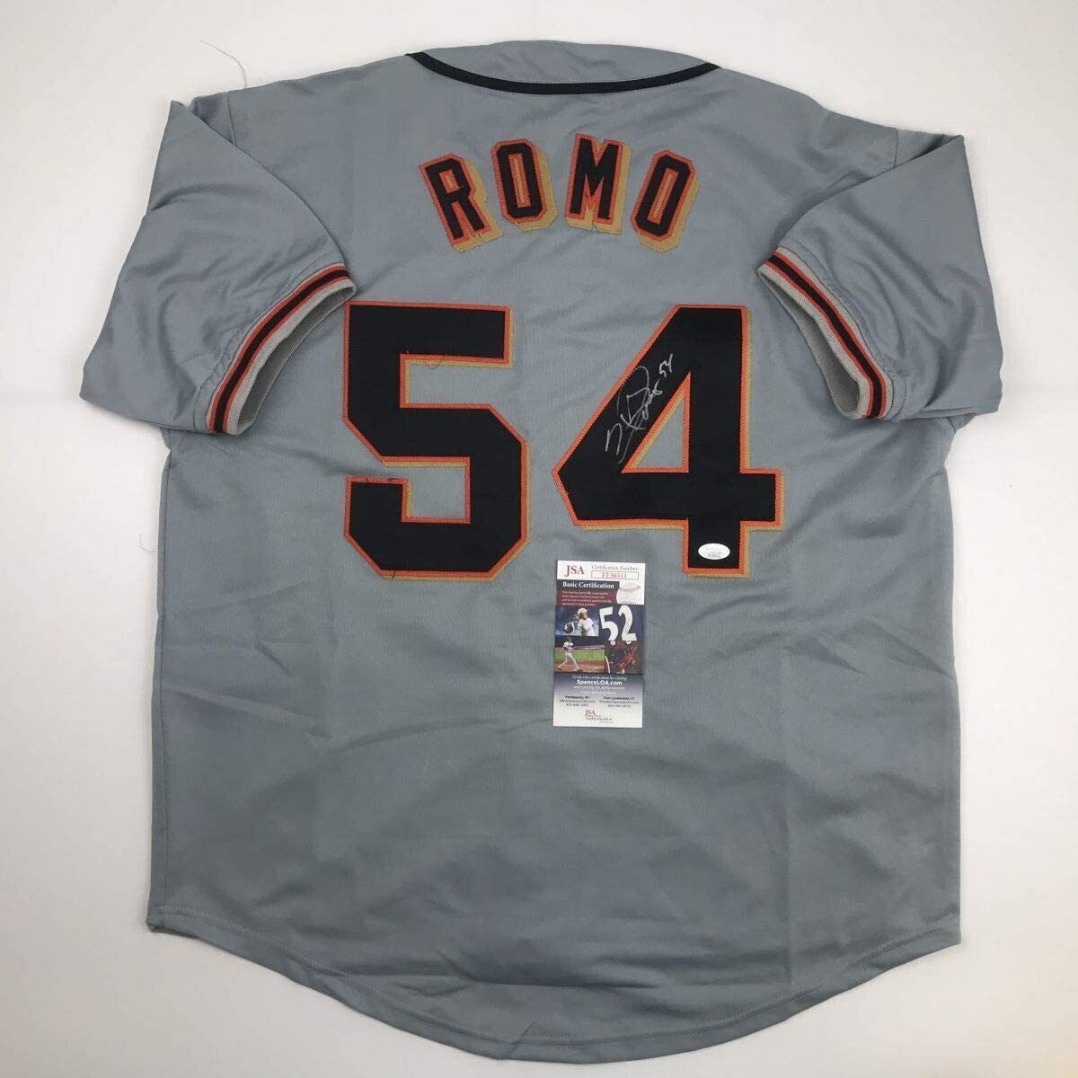 Autographed/Signed SERGIO ROMO San Francisco Grey Baseball Jersey JSA COA Auto