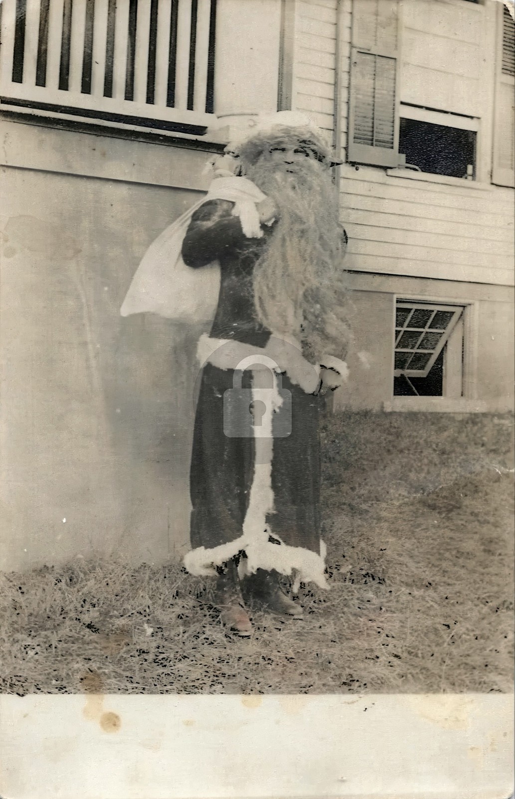 Santa Claus w/ Very Long Beard & Sack Christmas RPPC Photo Postcard COPY Santa Claus w/ Very Long Beard & Sack Christmas RPPC Photo Postcard COPY