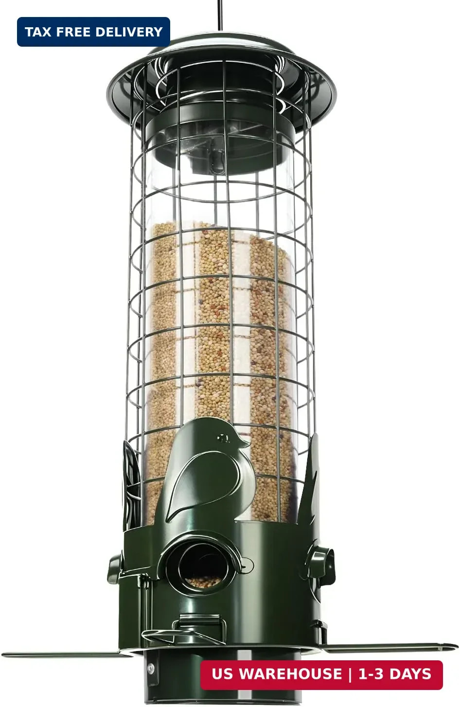 Squirrel Proof Bird Feeder, 3LB Metal Wild Bird Feeders with Weight Activated Pe