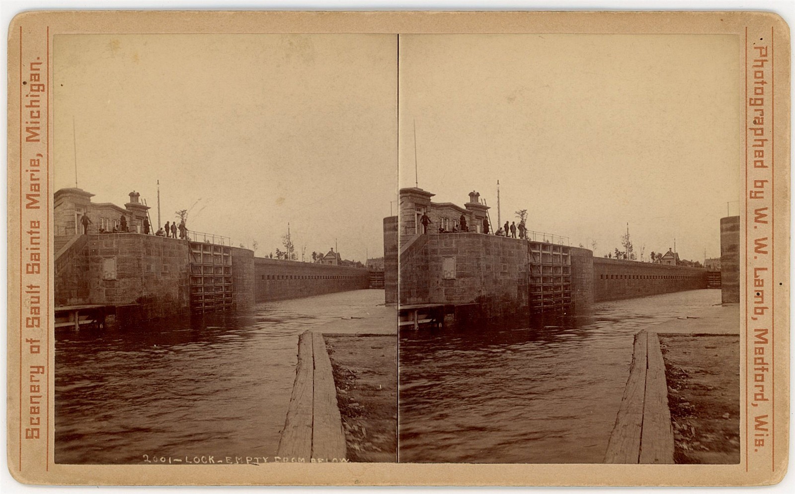 MICHIGAN STEREOVIEW - Sault Ste Marie - Empty Lock - WW Lamb 1880s MICHIGAN STEREOVIEW - Sault Ste Marie - Empty Lock - WW Lamb 1880s