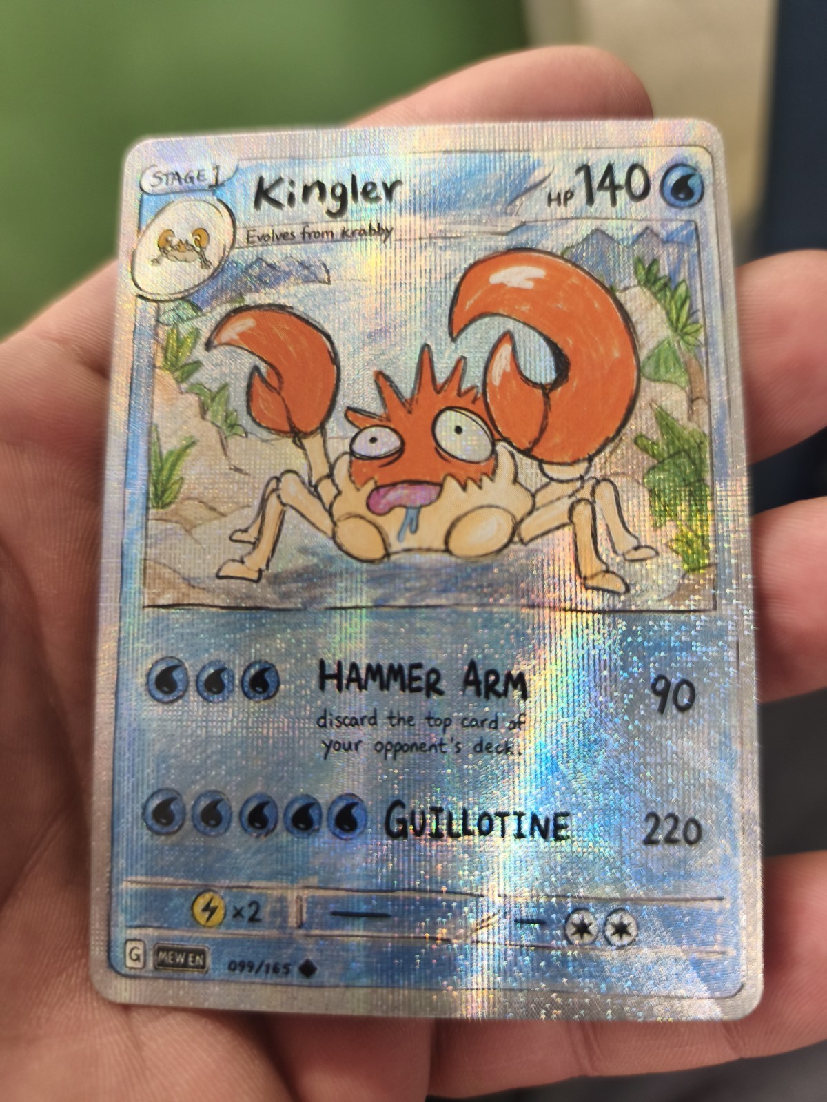 Pokemon CCG Kingler Holo Custom CCG Card In Excellent Condition Pokemon CCG Card Pokemon CCG Kingler Holo Custom CCG Card In Excellent Condition Pokemon CCG Card