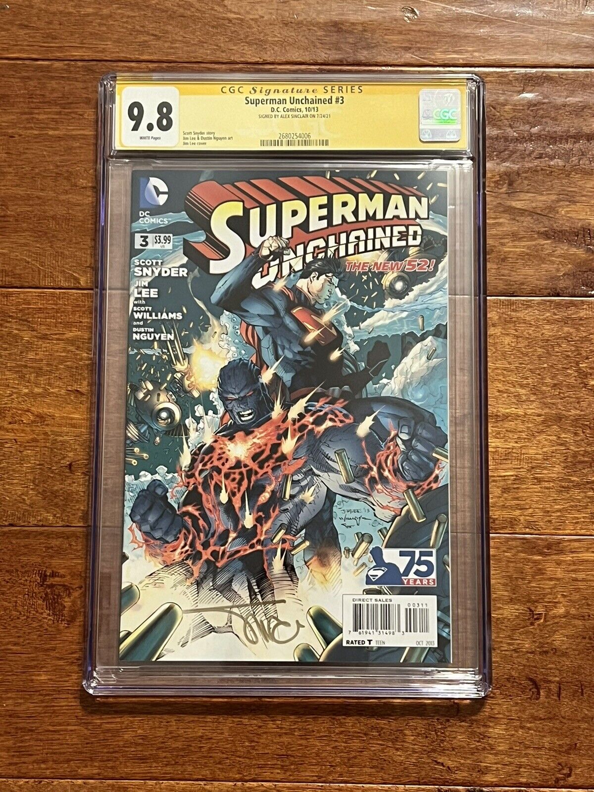 Superman Unchained #3 CGC 9.8 SS Signed by Alex Sinclair DC Comics Jim Lee