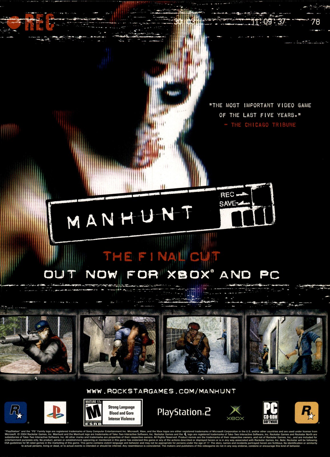Rockstar Games Manhunt The Final Cut The Chicago Tribune 2004 magazine ad Rockstar Games Manhunt The Final Cut The Chicago Tribune 2004 magazine ad