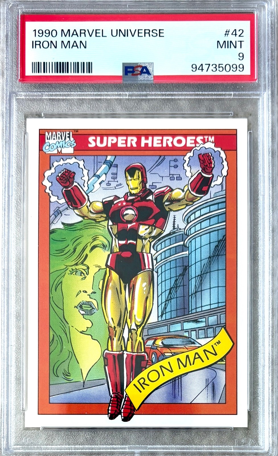 1990 Marvel Universe series 1 IRON MAN PSA 9 MINT - ICONIC 1990 Marvel Universe series 1 IRON MAN PSA 9 MINT - ICONIC