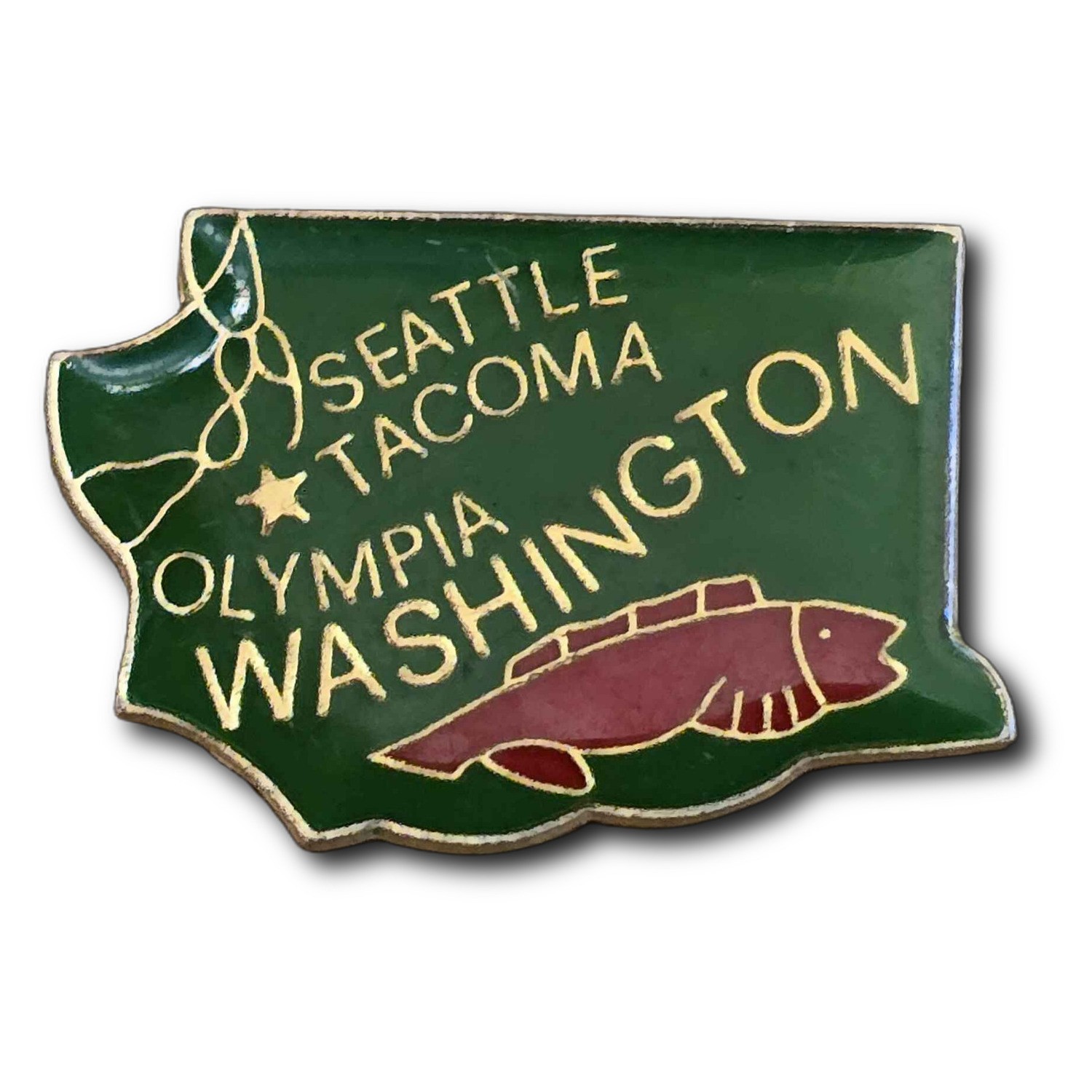 Vintage Washington State Souvenir Map Salmon Lapel Vest Hat Pin K9 Vintage Washington State Souvenir Map Salmon Lapel Vest Hat Pin K9