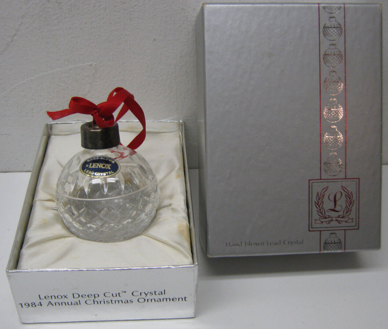 Vintage Lenox Deep Cut Crystal 1984 Annual Ornament w Box