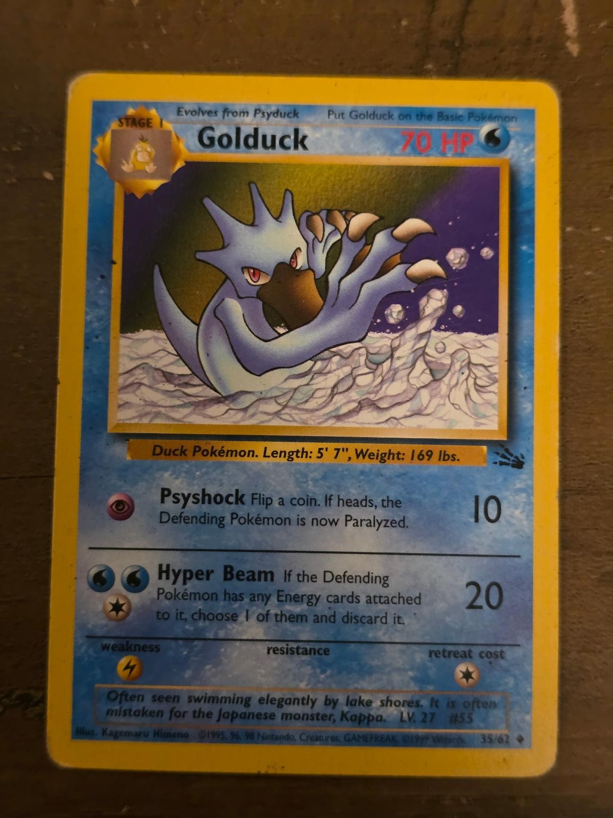 Golduck 35/62 Fossil Pokemon Unlimited Lightly Played