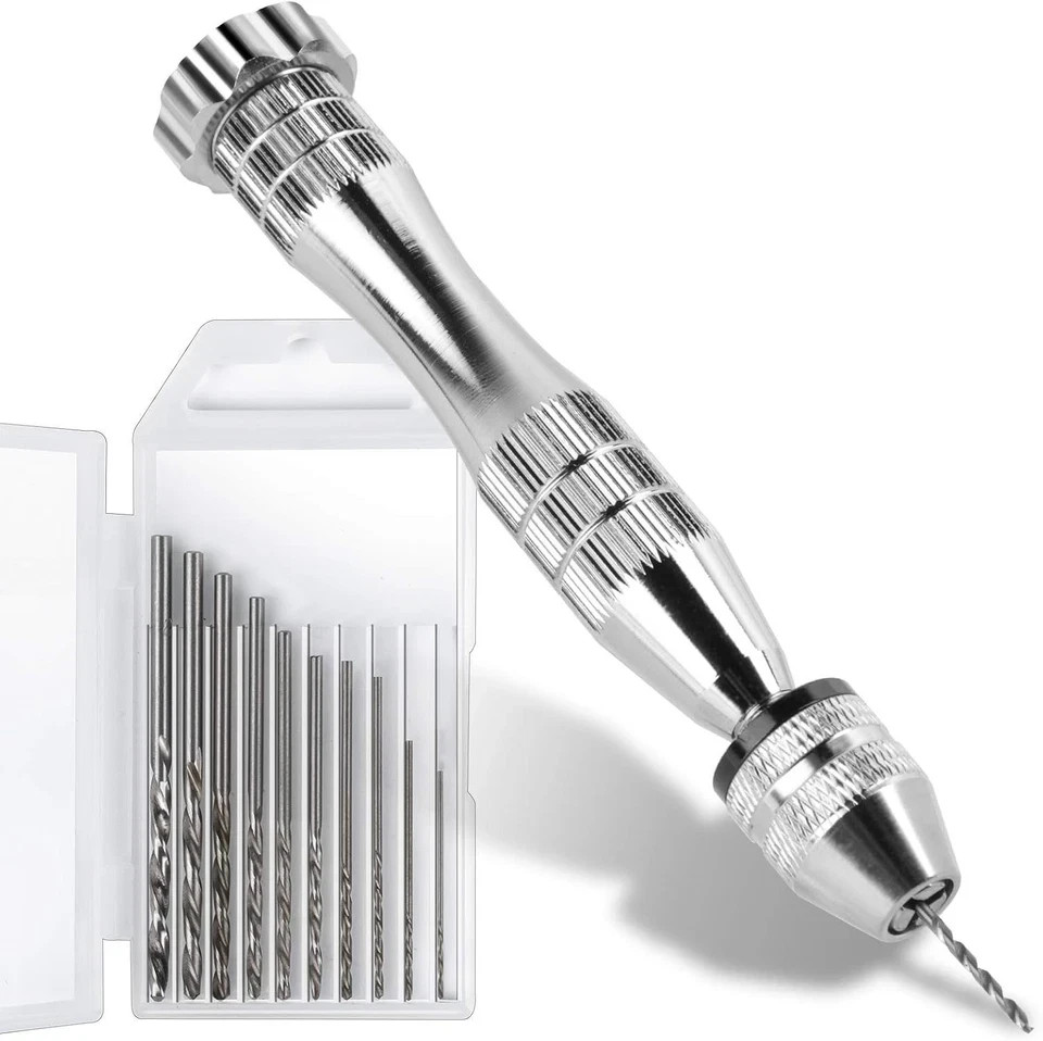 Compact Manual Pin Vise Hand Drill with 10 Drill Bits for Crafting, model tools Compact Manual Pin Vise Hand Drill with 10 Drill Bits for Crafting, model tools