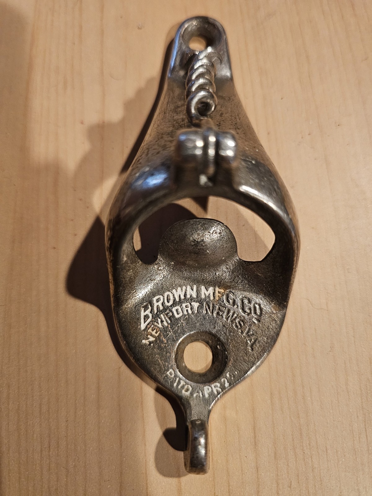 Vintage Brown Manufacturing Co Newport News VA Wall Mount Bottle Opener. #3 Vintage Brown Manufacturing Co Newport News VA Wall Mount Bottle Opener. #3