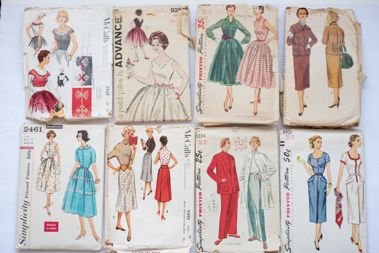 1950s Vtg Simplicity/Advance/McCalls lot of 8 Misses Patterns size 14-15 (#1) 1950s Vtg Simplicity/Advance/McCalls lot of 8 Misses Patterns size 14-15 (#1)