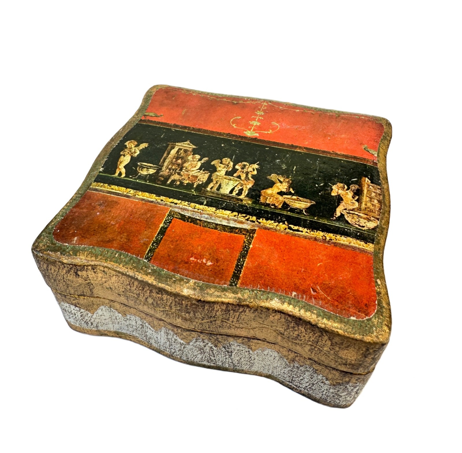 Beautiful Vintage Italian Florentine Giltwood Trinket Box – Pompeian Fresco