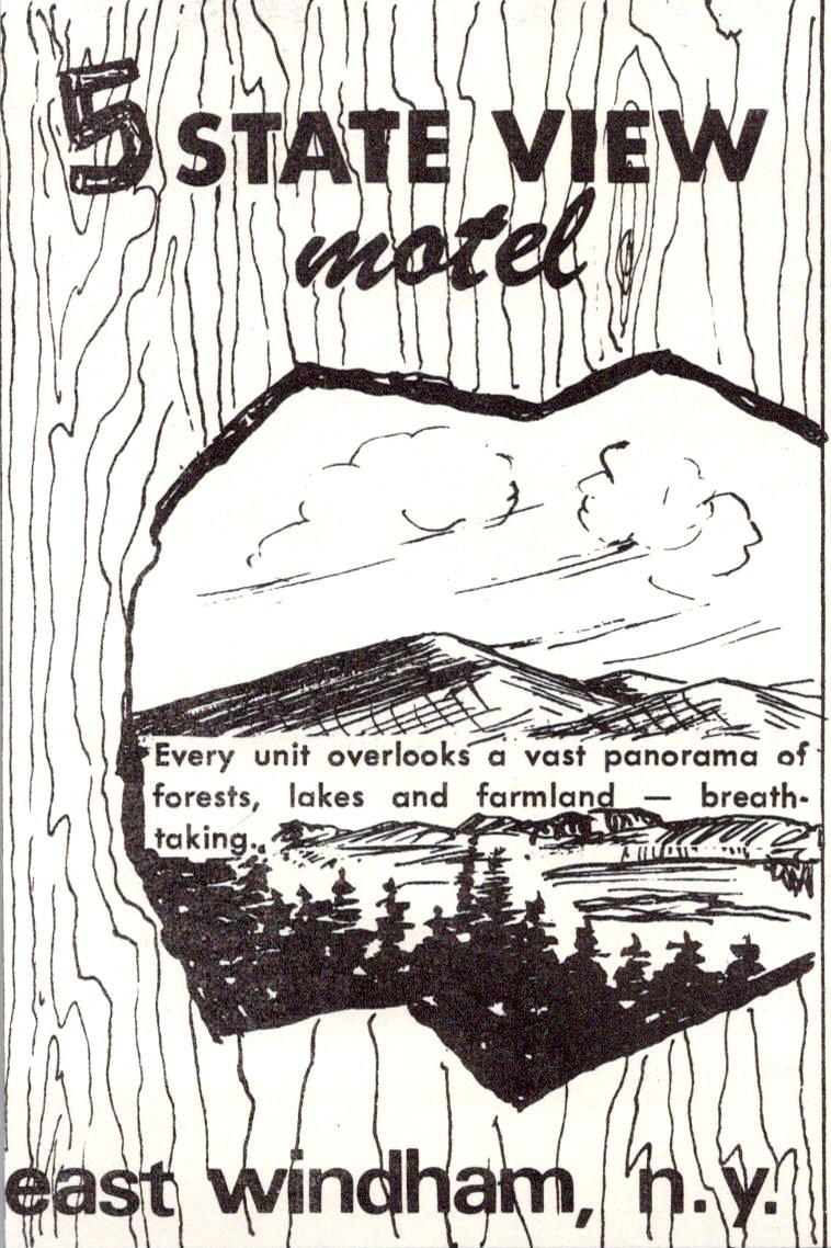 5 State View Motel Overlooks Forests & Lakes East Windham NY 1950s Ad TAK3-M30 5 State View Motel Overlooks Forests & Lakes East Windham NY 1950s Ad TAK3-M30