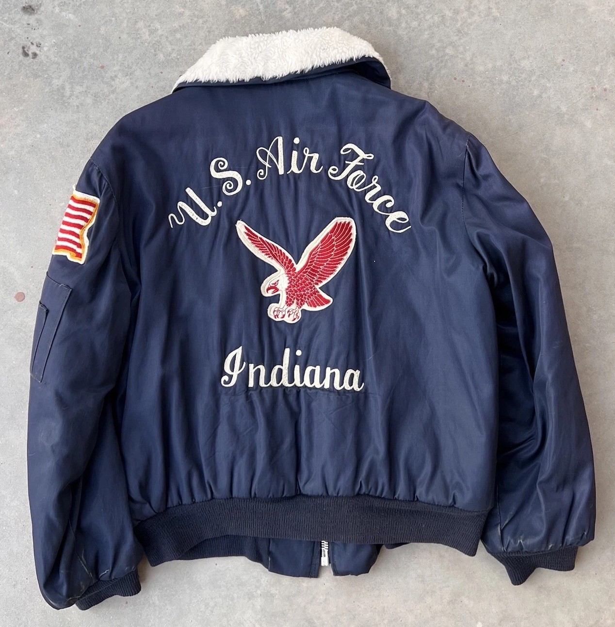 Vintage US Air Force Jacket Large ? Indiana Military Patches Eagle 60s 70s Vintage US Air Force Jacket Large ? Indiana Military Patches Eagle 60s 70s