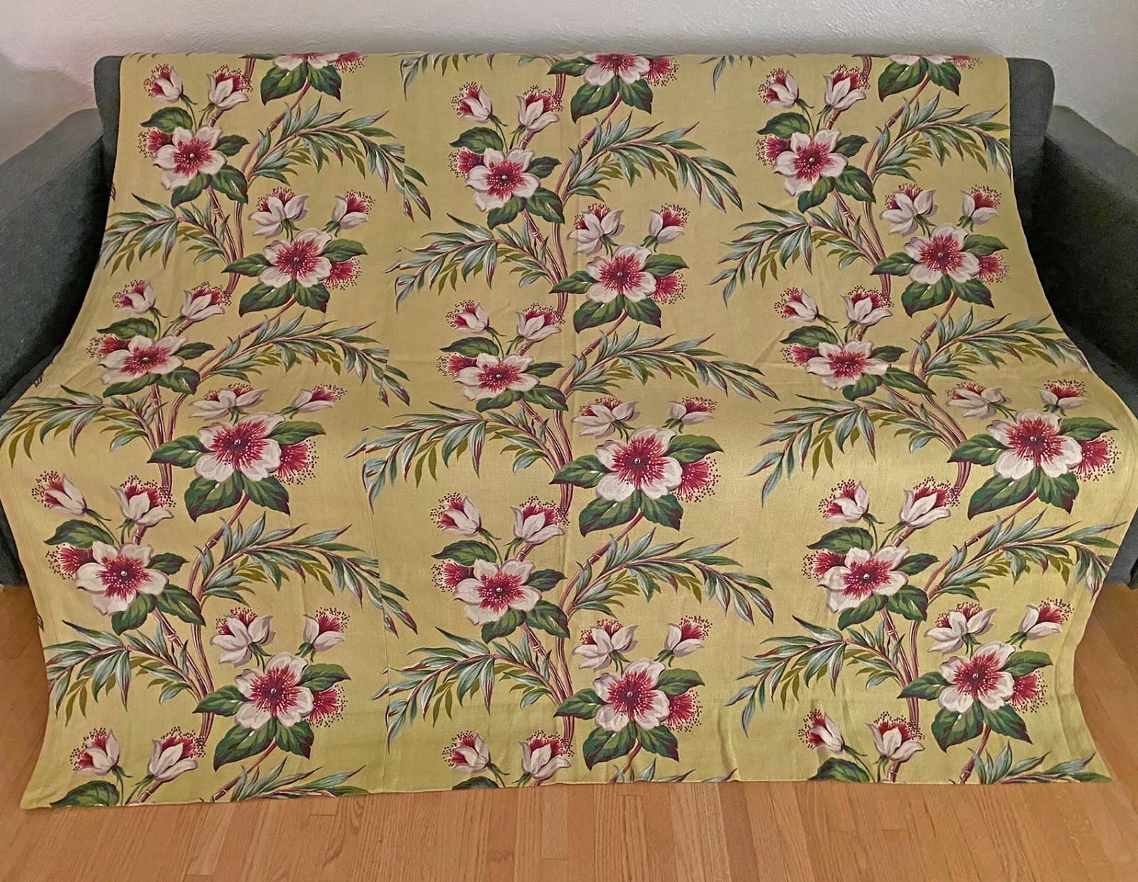 Vtg 40s 50s Barkcloth Panel Tropical Floral Hollywood Miami Yellow Chartreuse Vtg 40s 50s Barkcloth Panel Tropical Floral Hollywood Miami Yellow Chartreuse