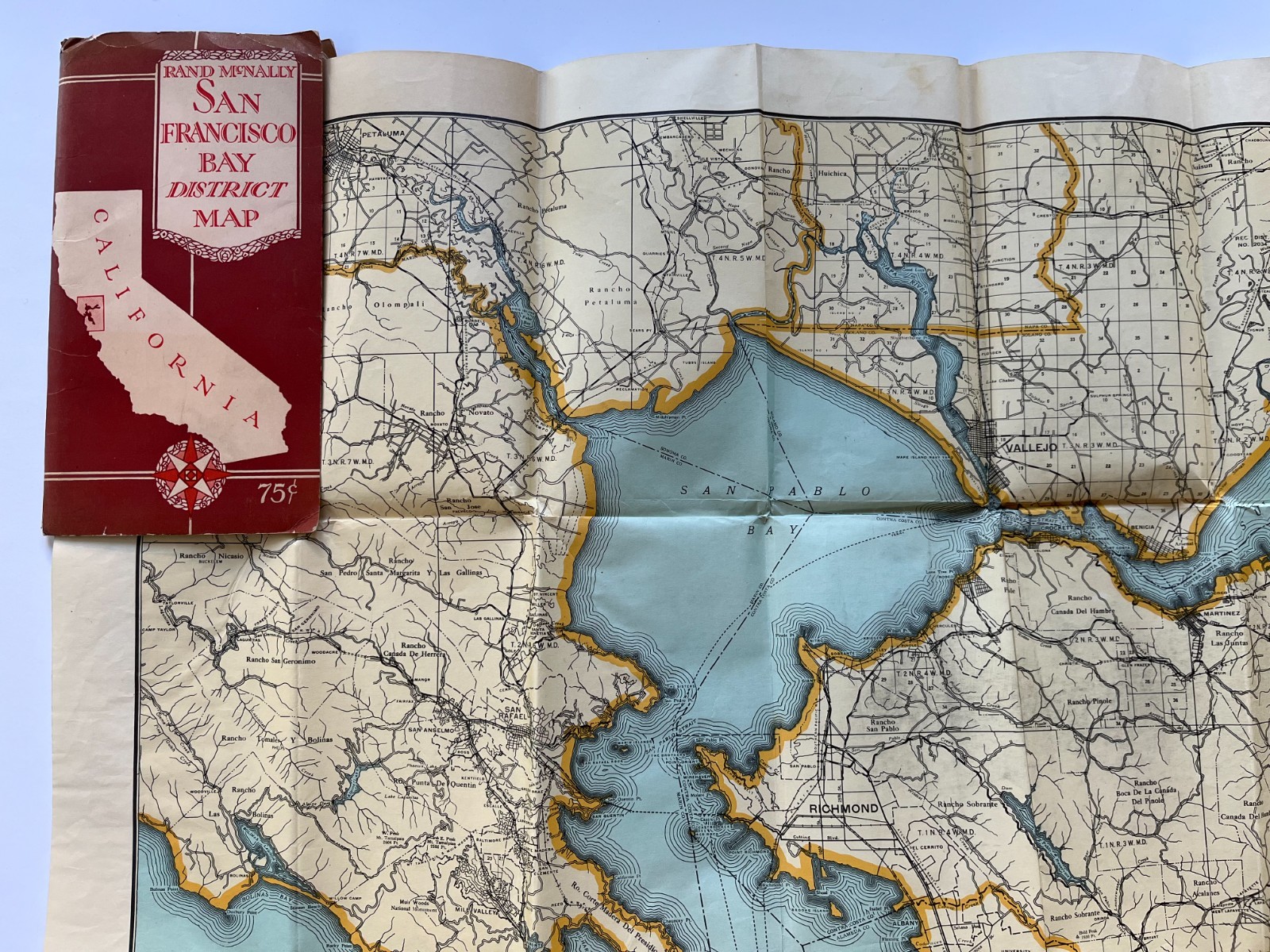 SAN FRANCISCO bay district map fold out 1930\'s? vintage 75 cents Rand McNally SAN FRANCISCO bay district map fold out 1930\'s? vintage 75 cents Rand McNally