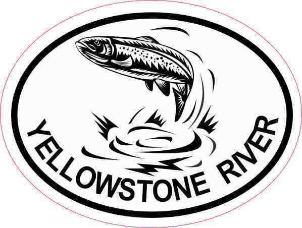 4x3 Oval Trout Yellowstone River Sticker Luggage Car Window Cup Fishing Stickers
