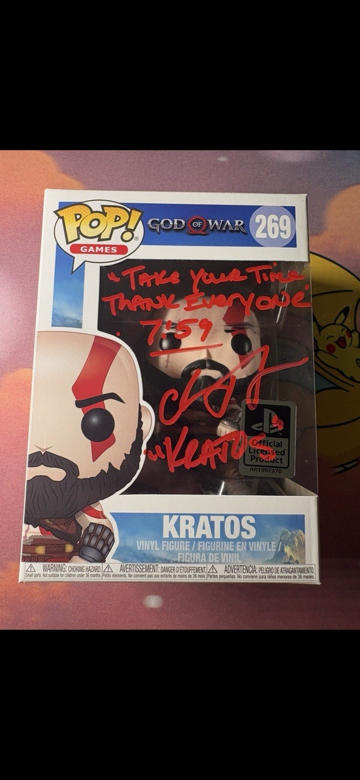 Kratos God of War Funko Pop Signed by Christopher Judge With Quote Kratos God of War Funko Pop Signed by Christopher Judge With Quote