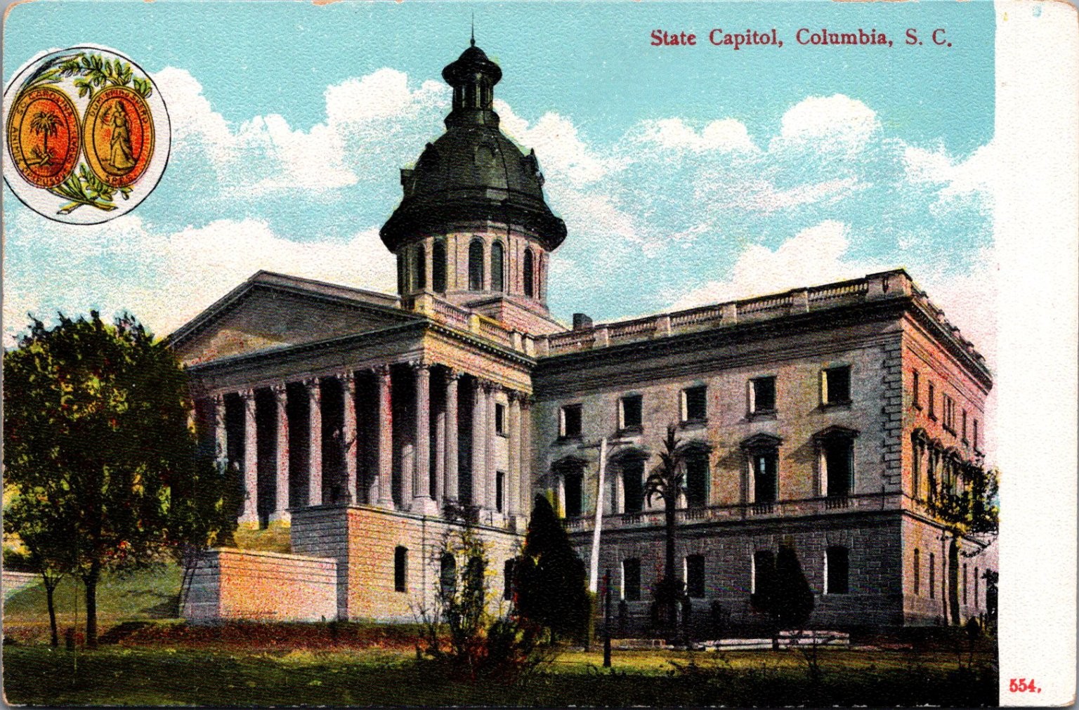 Columbia SC State Capitol Vintage Postcard C.E. Wheelook Divided Back 1910s Columbia SC State Capitol Vintage Postcard C.E. Wheelook Divided Back 1910s