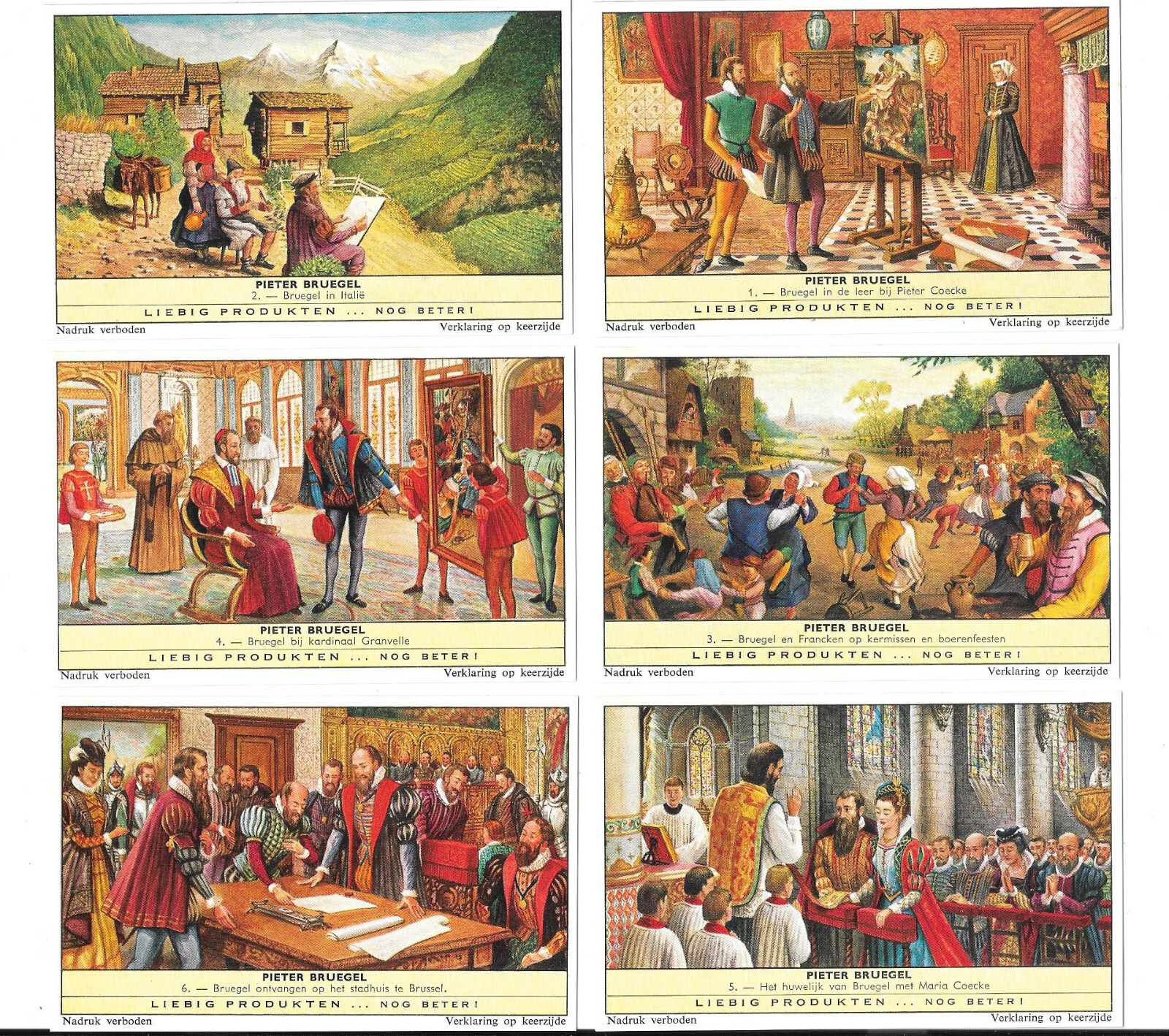 LIEBIG TRADE CARDS, PIETER BRUEGEL 1962 Set of 6 Cards 538 In Mint Condition. LIEBIG TRADE CARDS, PIETER BRUEGEL 1962 Set of 6 Cards 538 In Mint Condition.