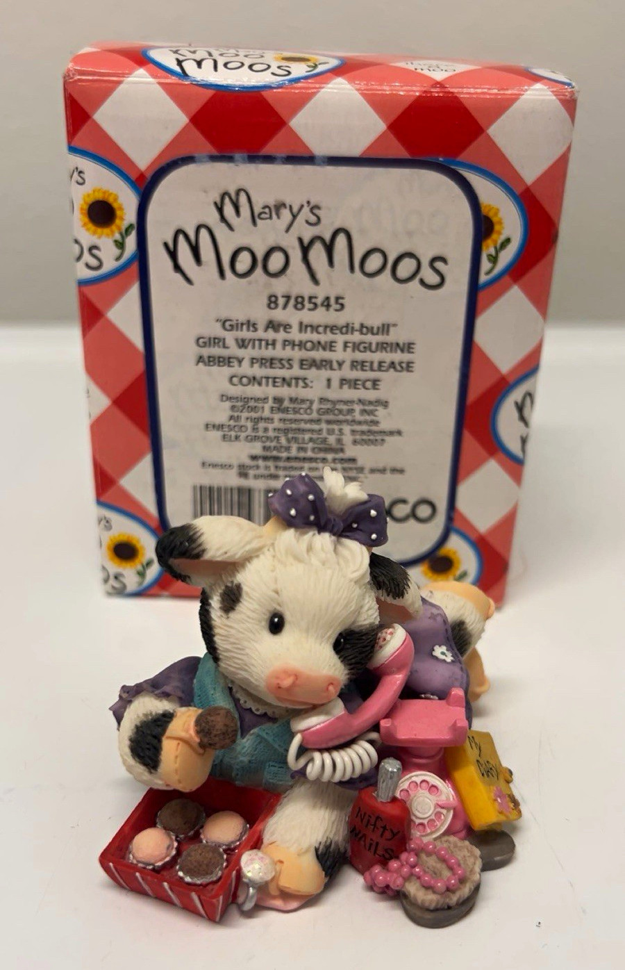 Enesco Mary’s Moo Moos Cow Figurine “Girls Are Incredi-bull” Girl w/ Phone Enesco Mary’s Moo Moos Cow Figurine “Girls Are Incredi-bull” Girl w/ Phone