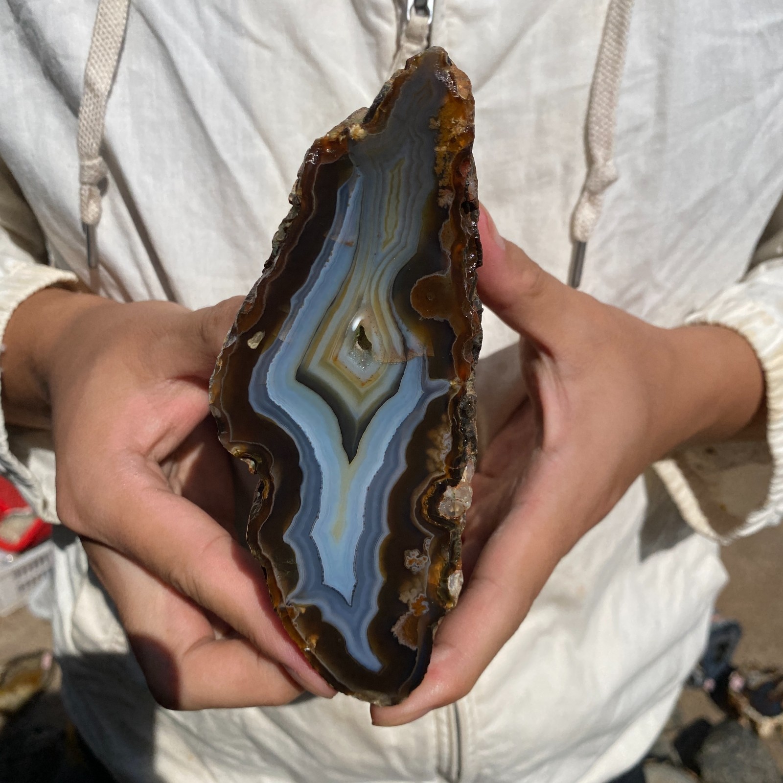 3.1lb Natural Lace Banded stripe Agate Quartz Crystal Rough mineral specimen