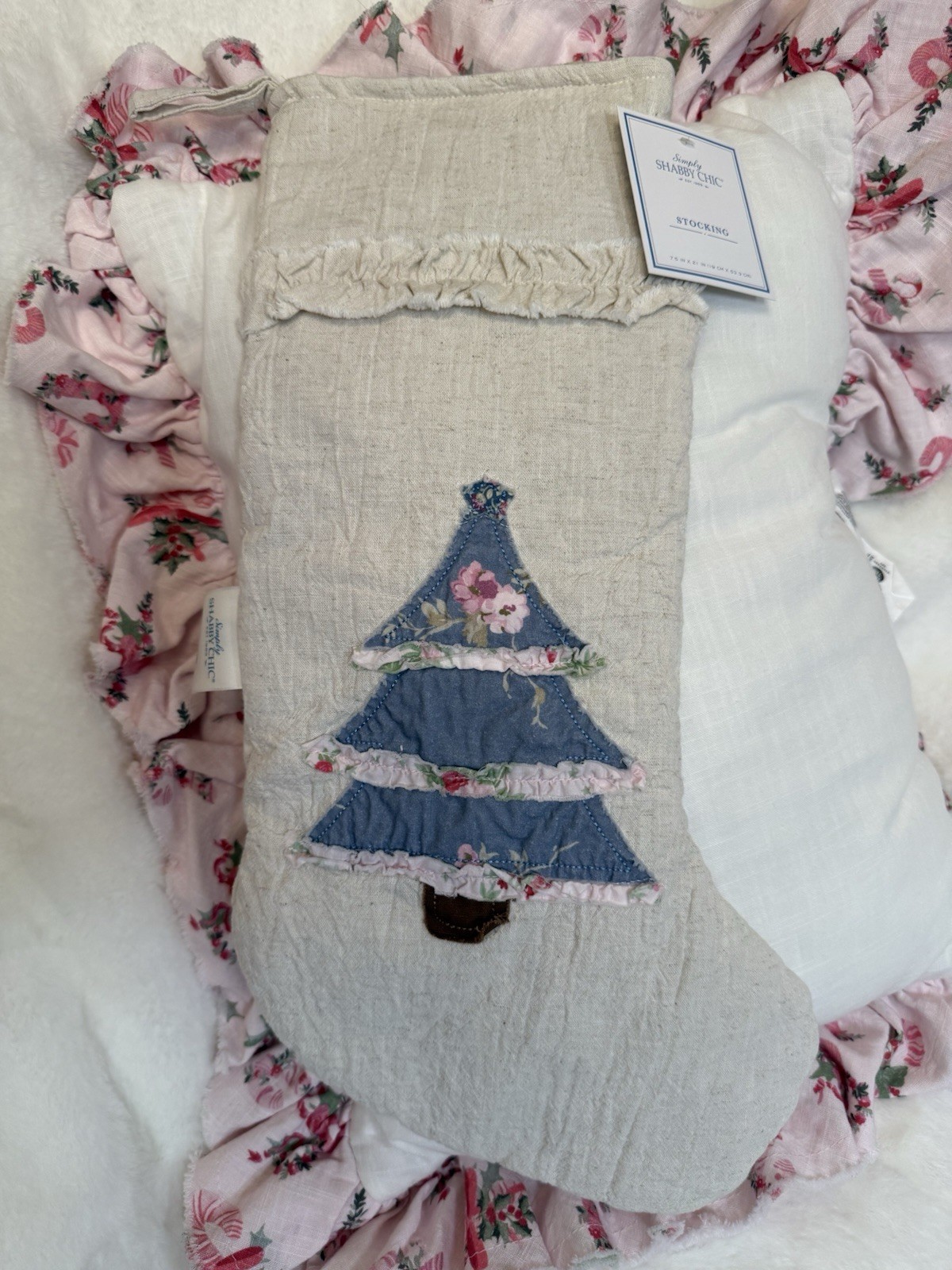 NWT Simply Shabby Chic Rachel Ashwell Floral Christmas Tree Holiday Stocking NWT Simply Shabby Chic Rachel Ashwell Floral Christmas Tree Holiday Stocking