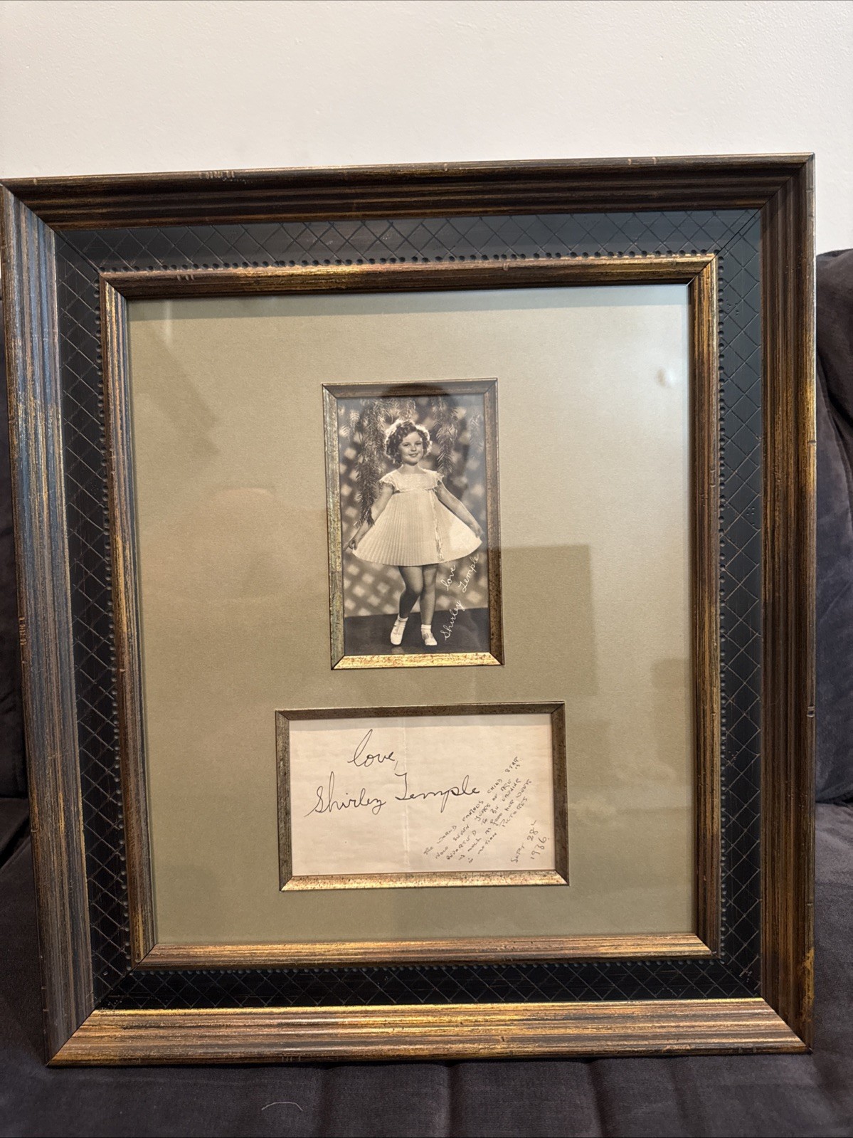 Shirley Temple 9/28/1936 Rare Early Autograph On Card Framed UV Glass Shirley Temple 9/28/1936 Rare Early Autograph On Card Framed UV Glass