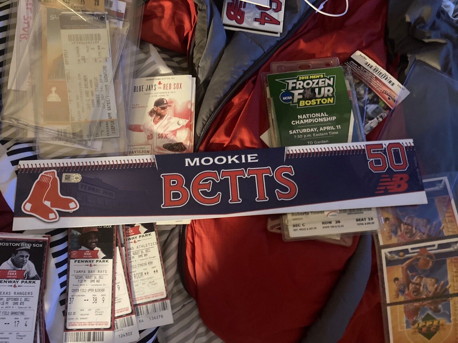 Mookie Betts Game Used Locker name Plate Red Sox LA Dodgers World Series MLB 