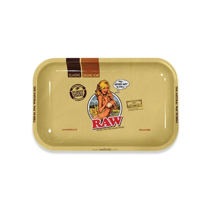 RAW Girl Metal Rolling Tray Small 11 x 7 Rockin Jelly Bean Design RAW Girl Metal Rolling Tray Small 11 x 7 Rockin Jelly Bean Design