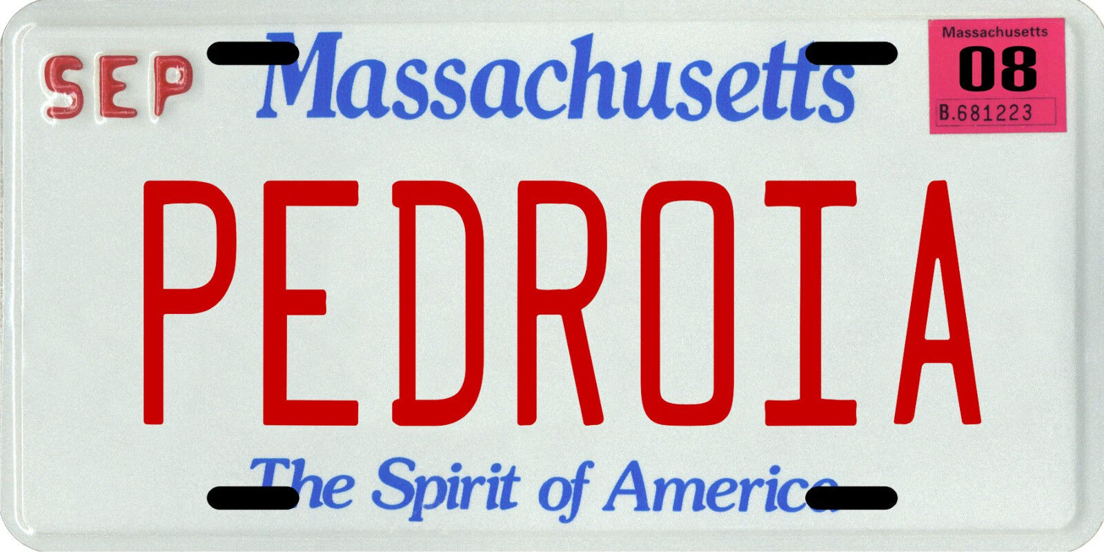 Boston Red Sox MVP Dustin Pedroia Massachusetts License plate