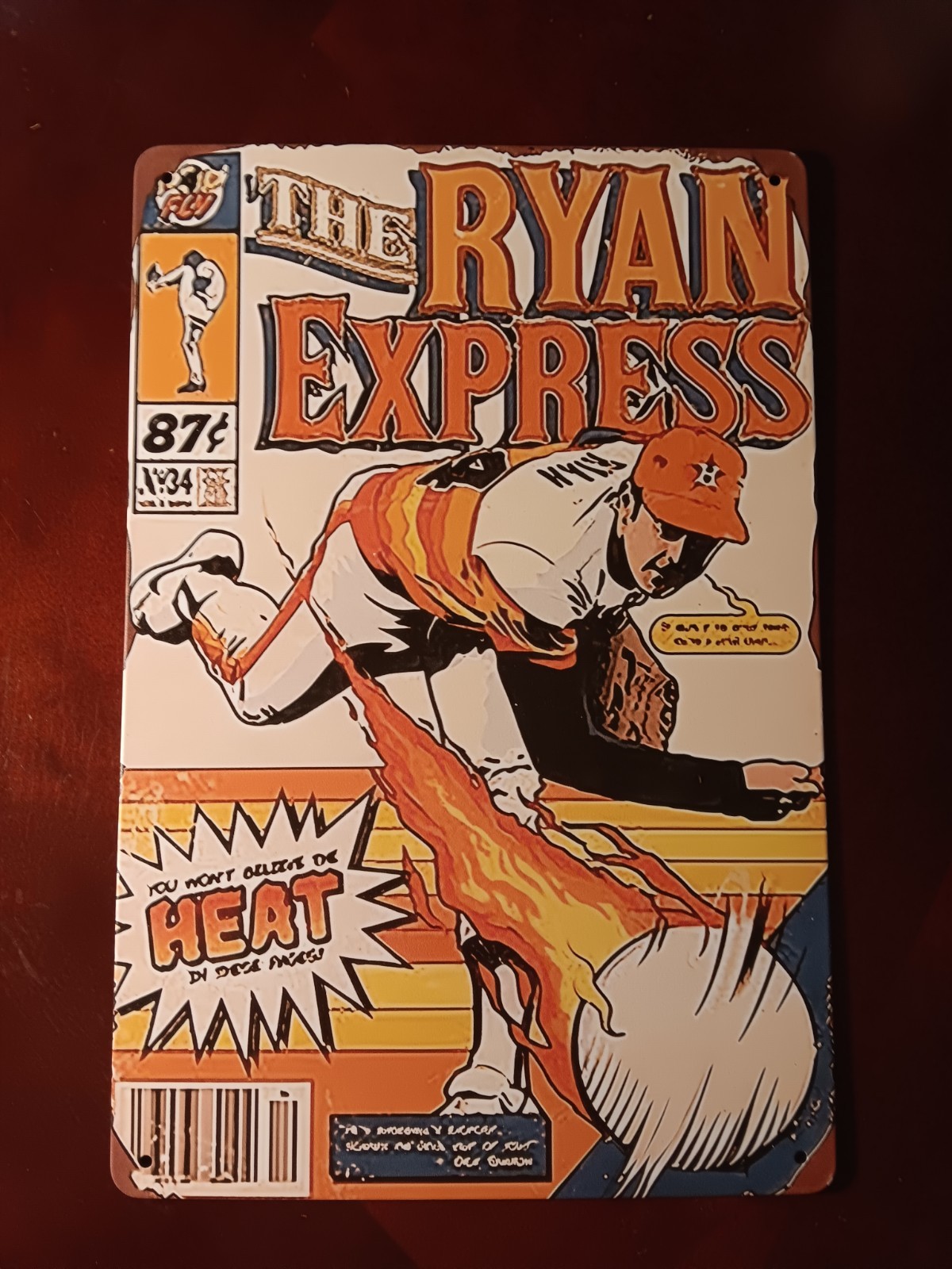 Nolan Ryan wall art tin sign Express Comic Book Inspired 8x12 Houston Astros Nolan Ryan wall art tin sign Express Comic Book Inspired 8x12 Houston Astros