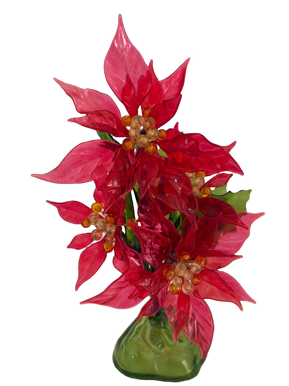 Vintage 1968 C.K. IND CO. LTD. Acrylic Lucite Poinsettia Plant - Glows - MCM Vintage 1968 C.K. IND CO. LTD. Acrylic Lucite Poinsettia Plant - Glows - MCM
